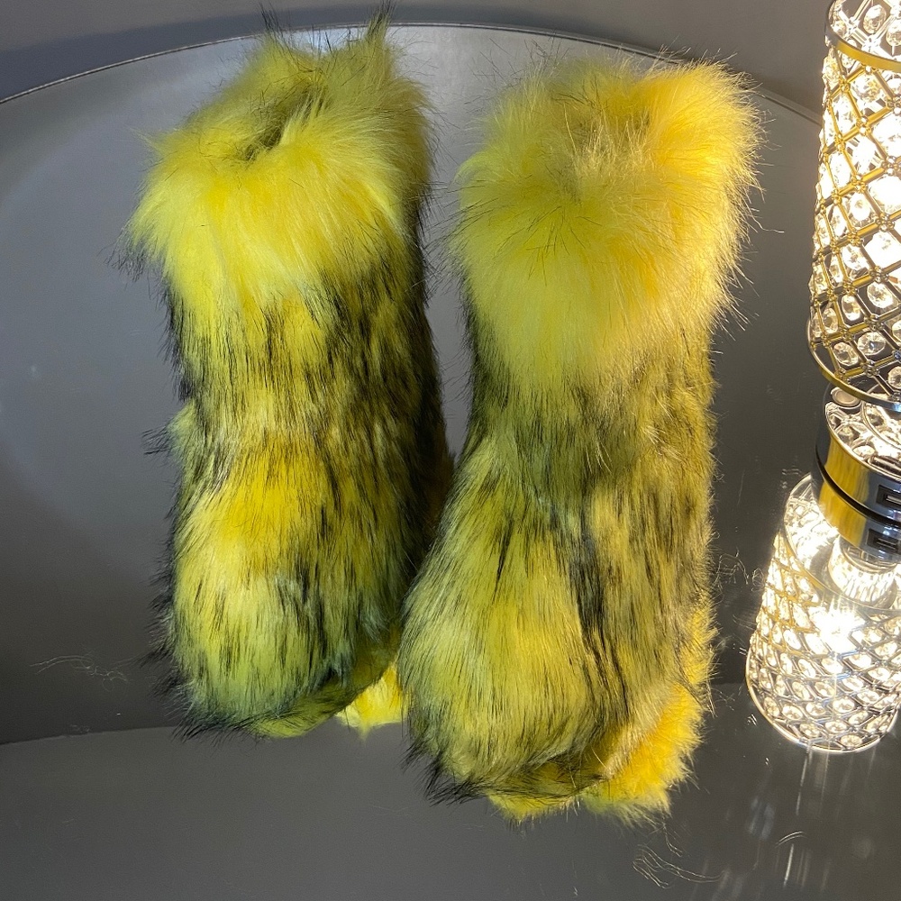 Yellow Faux Fur Boots